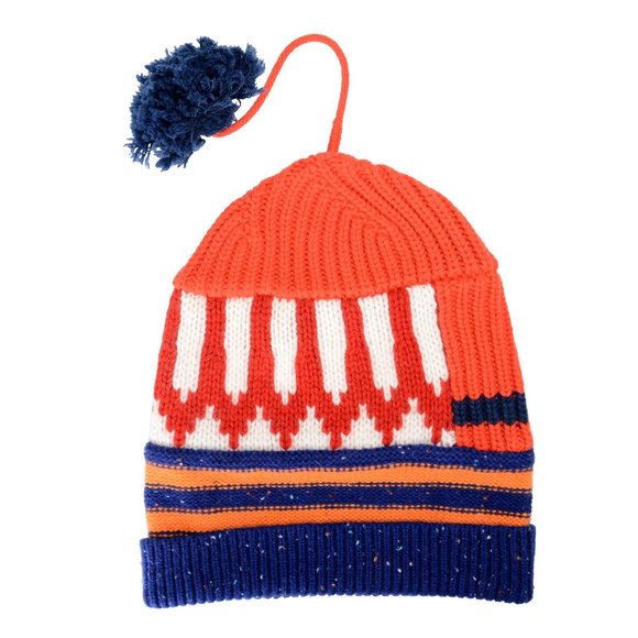 New Burberry Unisex Cashmere Wool Multi-Color Patchwork Pompon Beanie Hat